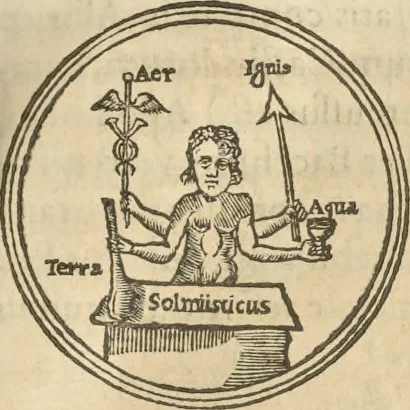 An illustration from Athanasii Kircheri e Soc. Iesu Obeliscus Pamphilius, hoc est, Interpretatio noua & hucusque intentata obelisci hieroglyphici quem non ita pridem ex veteri hippodromo Antonini Caracallae Caesaris, in agonale forum transtulit, integritati restituit & in Vbis Aeternae ornamentum erexit Innocentius X. Pont. Max. : in quo post varia Aegyptiacae, Chaldaicae, Hebraicae, Graecanicae antiquitatis doctrinaeque qua sacrae, qua profanae monumenta, veterum tandem theologia, hieroglyphicis inuoluta symbolis, detecta e tenebris in lucem asseritur, 1650, leaf 312