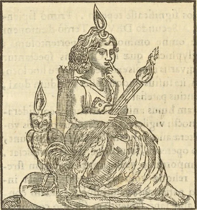 An illustration from Athanasii Kircheri e Soc. Iesu Obeliscus Pamphilius, hoc est, Interpretatio noua & hucusque intentata obelisci hieroglyphici quem non ita pridem ex veteri hippodromo Antonini Caracallae Caesaris, in agonale forum transtulit, integritati restituit & in Vbis Aeternae ornamentum erexit Innocentius X. Pont. Max. : in quo post varia Aegyptiacae, Chaldaicae, Hebraicae, Graecanicae antiquitatis doctrinaeque qua sacrae, qua profanae monumenta, veterum tandem theologia, hieroglyphicis inuoluta symbolis, detecta e tenebris in lucem asseritur, 1650, leaf 391