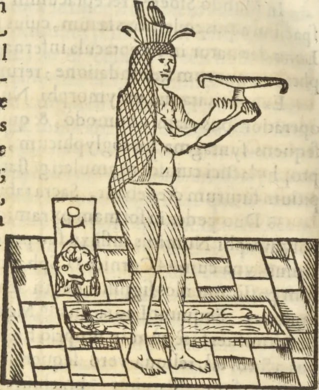 An illustration from Athanasii Kircheri e Soc. Iesu Obeliscus Pamphilius, hoc est, Interpretatio noua & hucusque intentata obelisci hieroglyphici quem non ita pridem ex veteri hippodromo Antonini Caracallae Caesaris, in agonale forum transtulit, integritati restituit & in Vbis Aeternae ornamentum erexit Innocentius X. Pont. Max. : in quo post varia Aegyptiacae, Chaldaicae, Hebraicae, Graecanicae antiquitatis doctrinaeque qua sacrae, qua profanae monumenta, veterum tandem theologia, hieroglyphicis inuoluta symbolis, detecta e tenebris in lucem asseritur, 1650, leaf 577