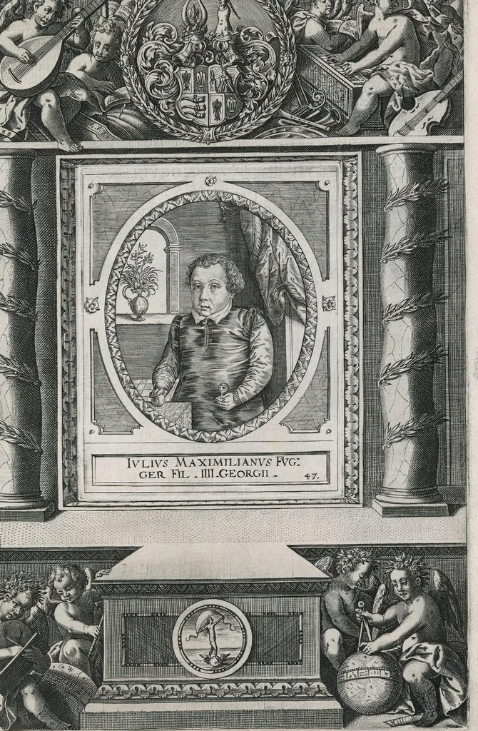 An illustration from Fuggerorum et Fuggerarum : quae in familia natae, quaèue in familiam transierunt, quot extant aere expressae imagines, 1618, leaf 102