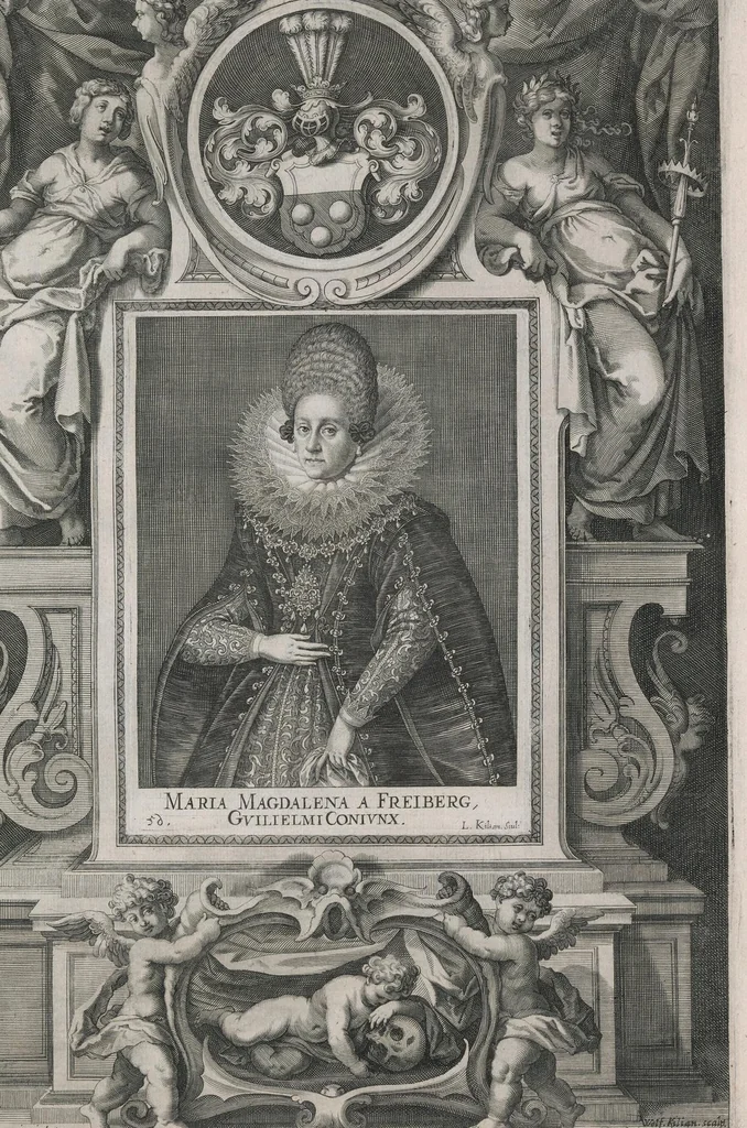 An illustration from Fuggerorum et Fuggerarum : quae in familia natae, quaèue in familiam transierunt, quot extant aere expressae imagines, 1618, leaf 120