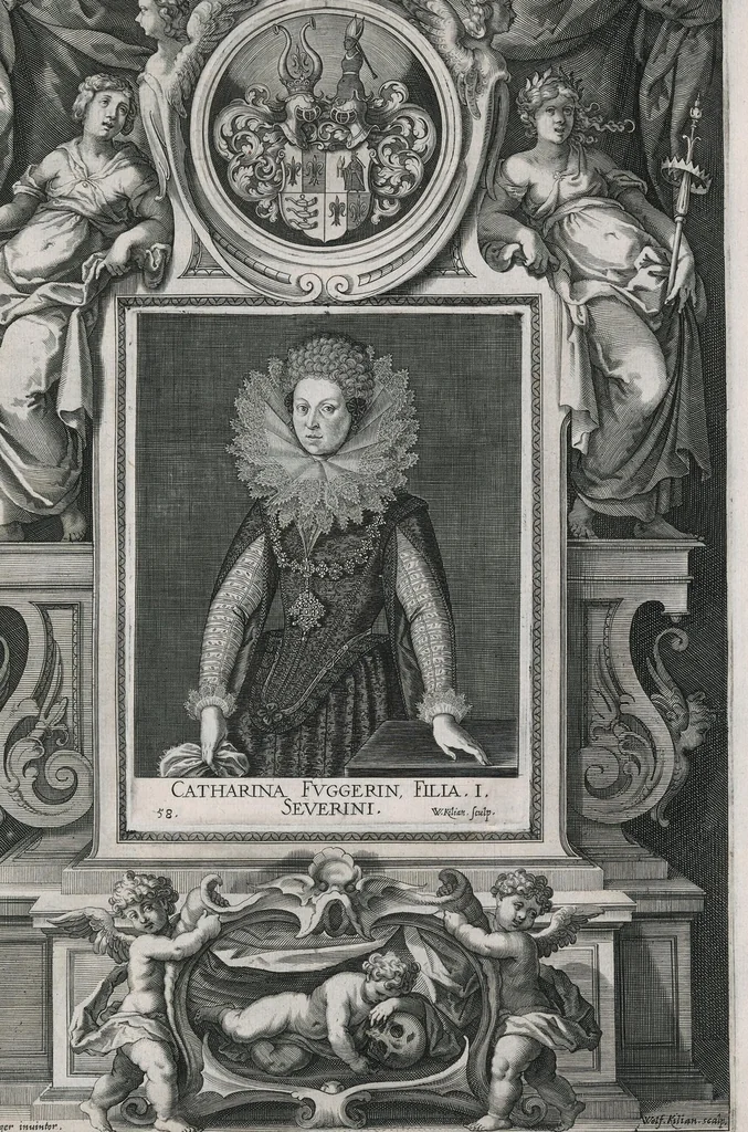 An illustration from Fuggerorum et Fuggerarum : quae in familia natae, quaèue in familiam transierunt, quot extant aere expressae imagines, 1618, leaf 124