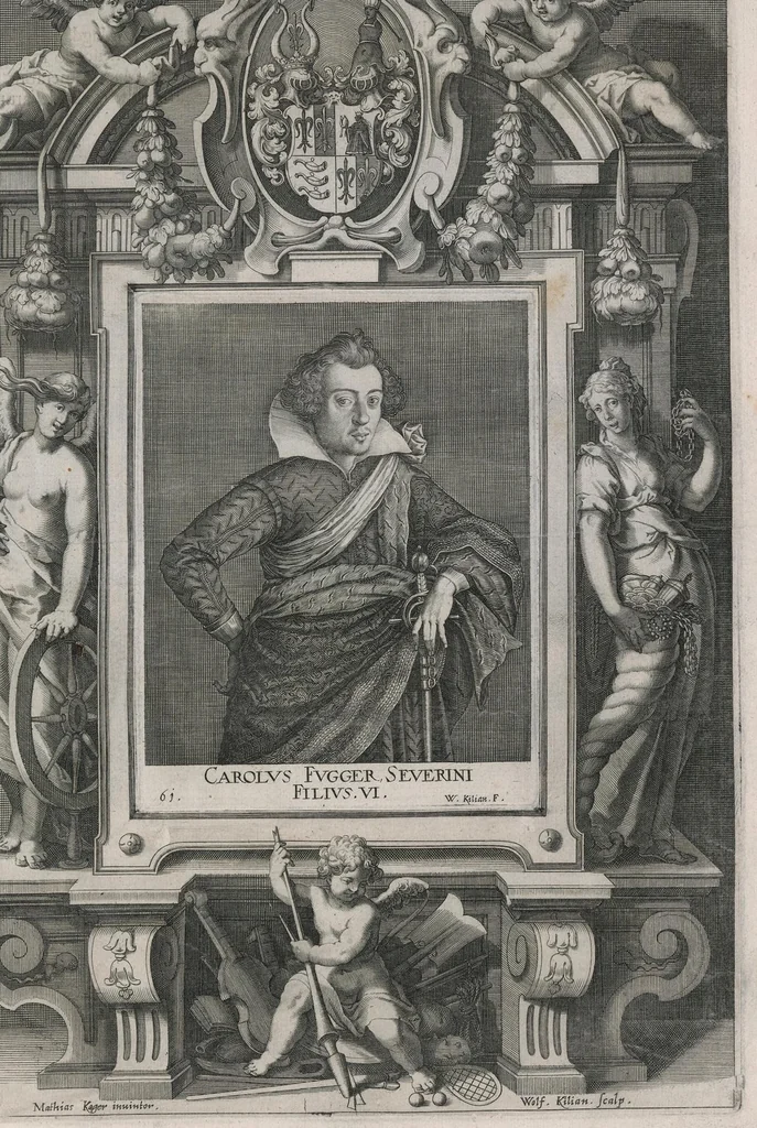 An illustration from Fuggerorum et Fuggerarum : quae in familia natae, quaèue in familiam transierunt, quot extant aere expressae imagines, 1618, leaf 130