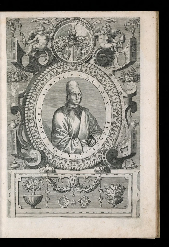 An illustration from Fuggerorum et Fuggerarum : quae in familia natae, quaèue in familiam transierunt, quot extant aere expressae imagines, 1618, leaf 14