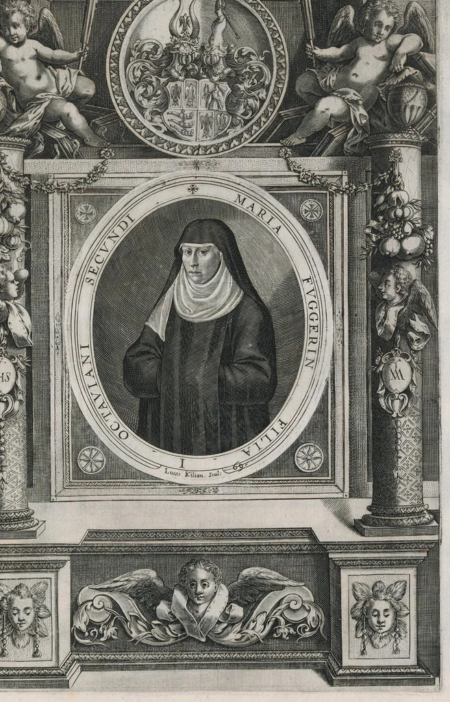 An illustration from Fuggerorum et Fuggerarum : quae in familia natae, quaèue in familiam transierunt, quot extant aere expressae imagines, 1618, leaf 146