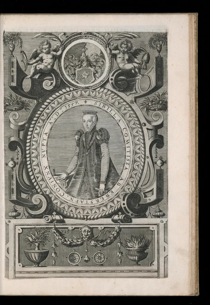 An illustration from Fuggerorum et Fuggerarum : quae in familia natae, quaèue in familiam transierunt, quot extant aere expressae imagines, 1618, leaf 154