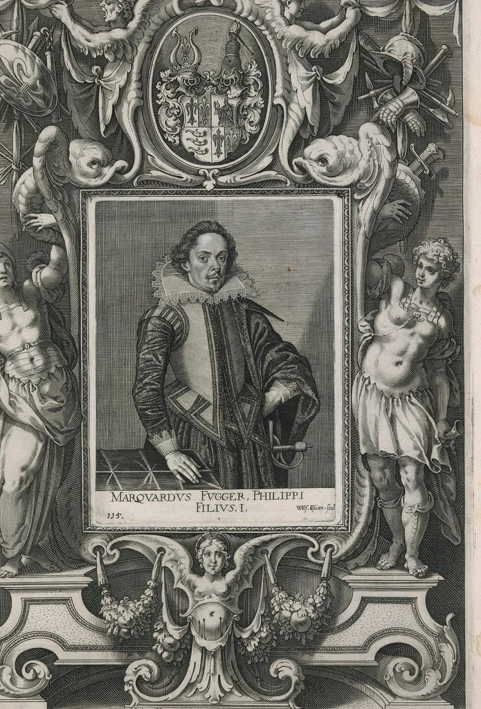 An illustration from Fuggerorum et Fuggerarum : quae in familia natae, quaèue in familiam transierunt, quot extant aere expressae imagines, 1618, leaf 238