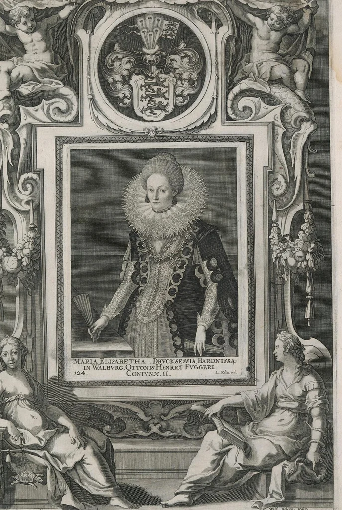 An illustration from Fuggerorum et Fuggerarum : quae in familia natae, quaèue in familiam transierunt, quot extant aere expressae imagines, 1618, leaf 256