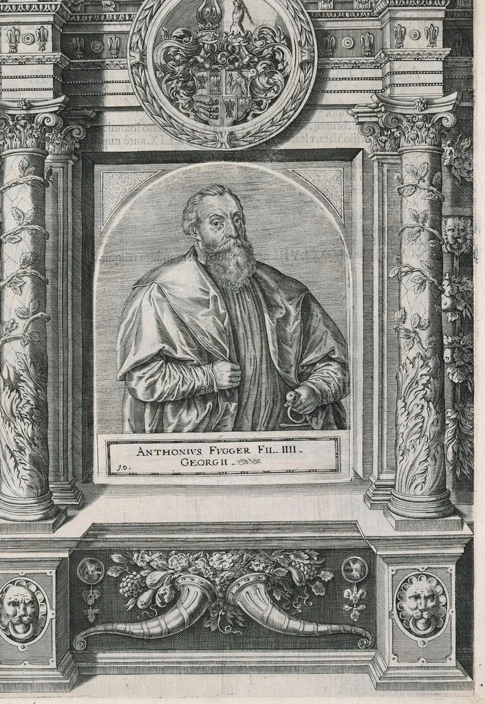 An illustration from Fuggerorum et Fuggerarum : quae in familia natae, quaèue in familiam transierunt, quot extant aere expressae imagines, 1618, leaf 28