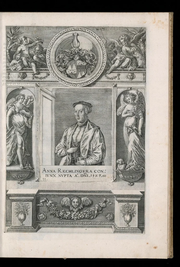 An illustration from Fuggerorum et Fuggerarum : quae in familia natae, quaèue in familiam transierunt, quot extant aere expressae imagines, 1618, leaf 30