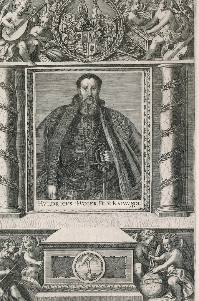 An illustration from Fuggerorum et Fuggerarum : quae in familia natae, quaèue in familiam transierunt, quot extant aere expressae imagines, 1618, leaf 44