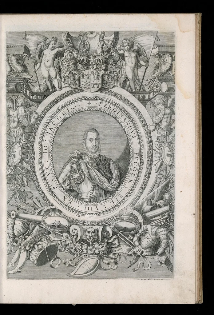 An illustration from Fuggerorum et Fuggerarum : quae in familia natae, quaèue in familiam transierunt, quot extant aere expressae imagines, 1618, leaf 64