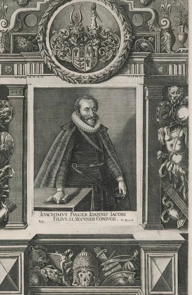 An illustration from Fuggerorum et Fuggerarum : quae in familia natae, quaèue in familiam transierunt, quot extant aere expressae imagines, 1618, leaf 70