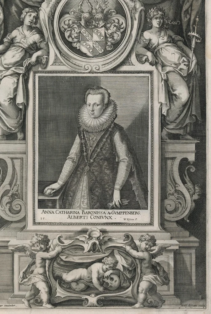 An illustration from Fuggerorum et Fuggerarum : quae in familia natae, quaèue in familiam transierunt, quot extant aere expressae imagines, 1618, leaf 78