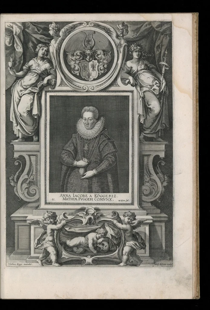 An illustration from Fuggerorum et Fuggerarum : quae in familia natae, quaèue in familiam transierunt, quot extant aere expressae imagines, 1618, leaf 90