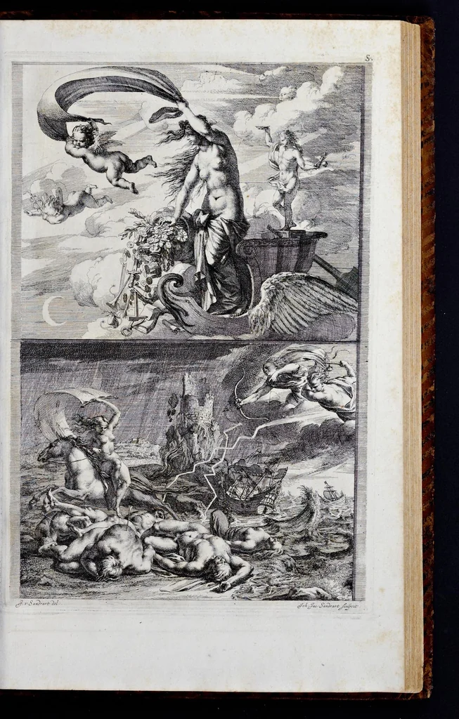 An illustration from Iconologia deorum, oder, Abbildung der Götter : welche von den Alten verehret worden : aus den welt-berühmtesten Antichen der Griechischen und Römischen Statuen : auch in Marmel, Porfido-Stein, Metall, Agat, Onyx, Sardonich und andren Edelsteinen befindlichen Bildereyen, sorgfältig abgesehen ..., 1680, leaf 246
