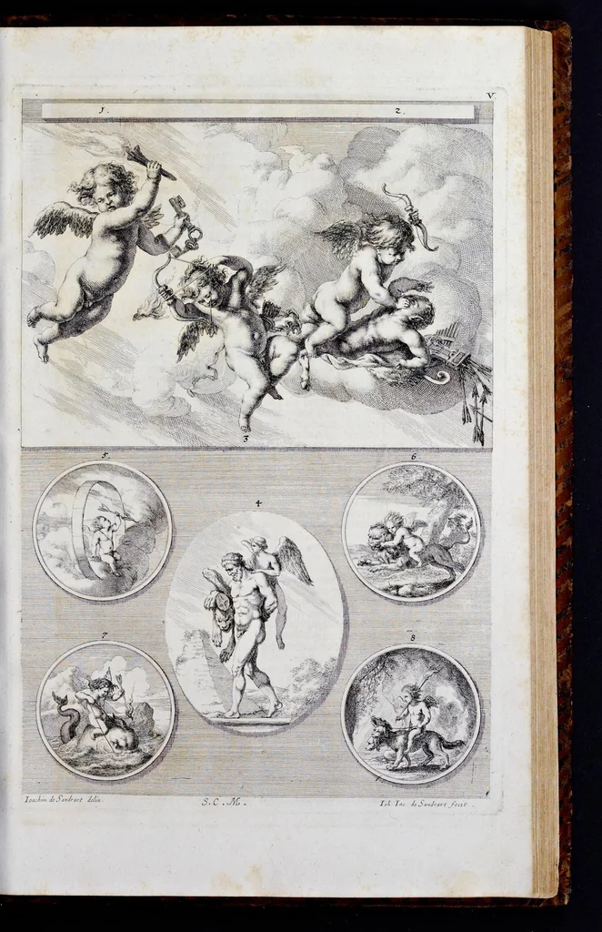 An illustration from Iconologia deorum, oder, Abbildung der Götter : welche von den Alten verehret worden : aus den welt-berühmtesten Antichen der Griechischen und Römischen Statuen : auch in Marmel, Porfido-Stein, Metall, Agat, Onyx, Sardonich und andren Edelsteinen befindlichen Bildereyen, sorgfältig abgesehen ..., 1680, leaf 262