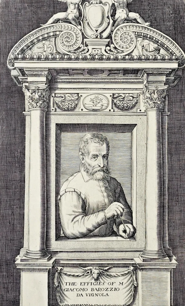 An illustration from The regular architect, or, The general rule of the five orders of architecture of M. Giacomo Barozzio da Vignola : with a new addition of Michael Angelo Buonaroti, 1700, leaf 5