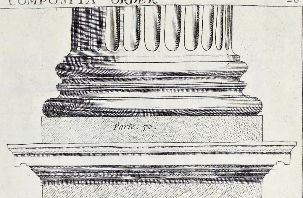 An illustration from The regular architect, or, The general rule of the five orders of architecture of M. Giacomo Barozzio da Vignola : with a new addition of Michael Angelo Buonaroti, 1700, leaf 52