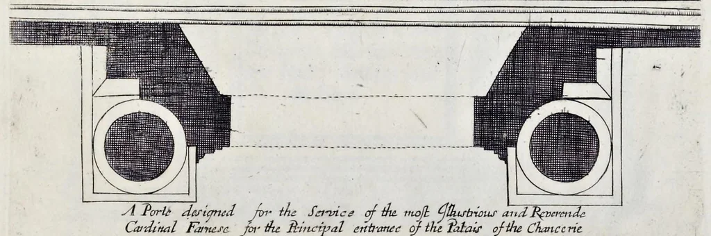 An illustration from The regular architect, or, The general rule of the five orders of architecture of M. Giacomo Barozzio da Vignola : with a new addition of Michael Angelo Buonaroti, 1700, leaf 68