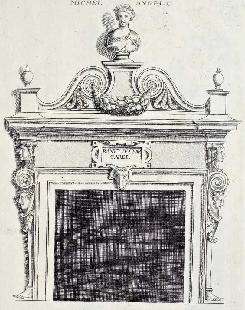 An illustration from The regular architect, or, The general rule of the five orders of architecture of M. Giacomo Barozzio da Vignola : with a new addition of Michael Angelo Buonaroti, 1700, leaf 72
