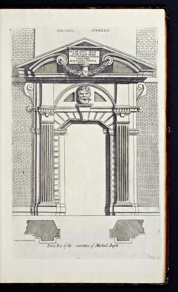 An illustration from The regular architect, or, The general rule of the five orders of architecture of M. Giacomo Barozzio da Vignola : with a new addition of Michael Angelo Buonaroti, 1700, leaf 76