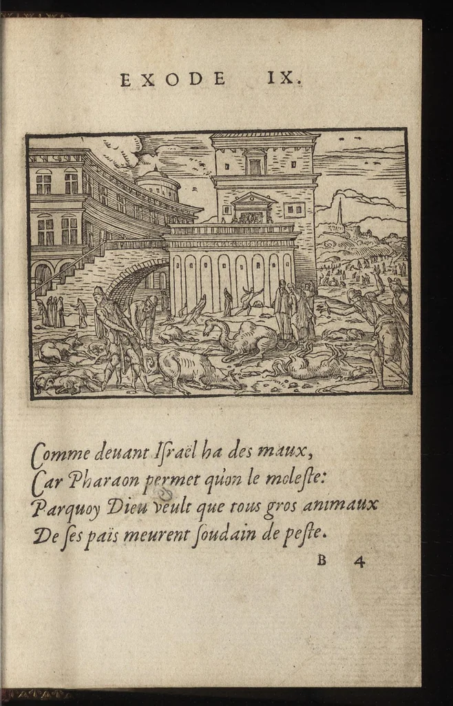 An illustration from Qvadrins historiqves d'Exode, 1553, leaf 28
