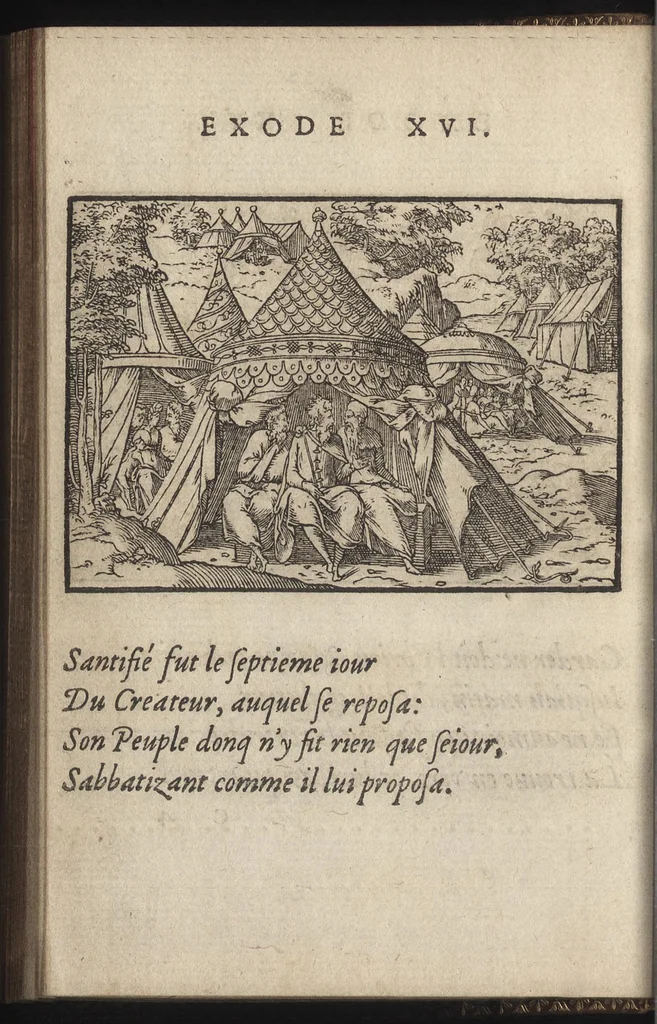 An illustration from Qvadrins historiqves d'Exode, 1553, leaf 45