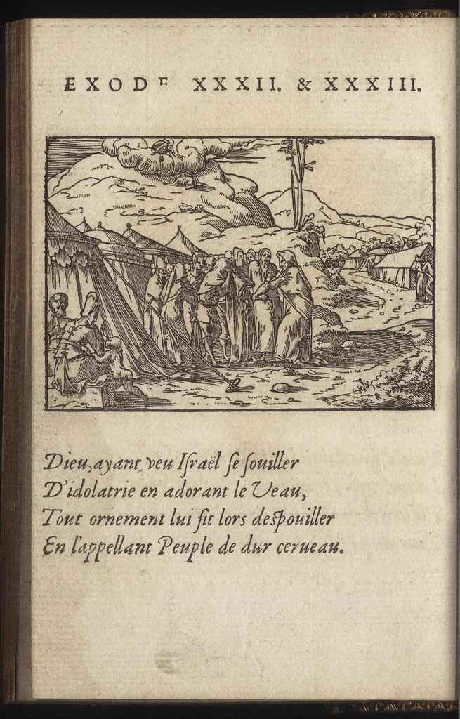 An illustration from Qvadrins historiqves d'Exode, 1553, leaf 59