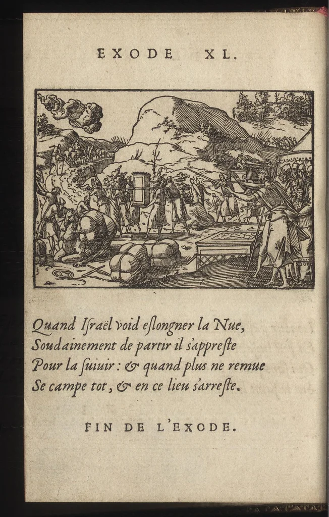 An illustration from Qvadrins historiqves d'Exode, 1553, leaf 75