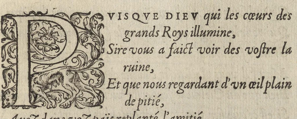 An illustration from Bref et sommaire recueil de ce qui a esté faict, & de l'ordre tenüe à la ioyeuse & triumphante entree de tres-puissant, tres-magnanime & tres-chrestien Prince Charles IX. de ce nom, roy de France, en sa bonne ville & cité de Paris, capitale de son royaume, le mardy sixiesme iour de mars : avec Le covronnement de tres-haute, tres-illustre & tres-excellente Princesse Madame Elizabet d'Austriche son espouse, le dimanche vingtcinquiesme ; et Entree de ladicte Dame en icelle ville ieudi XXIX. dudict mois de mars, M.D.LXXI, 1572, leaf 196