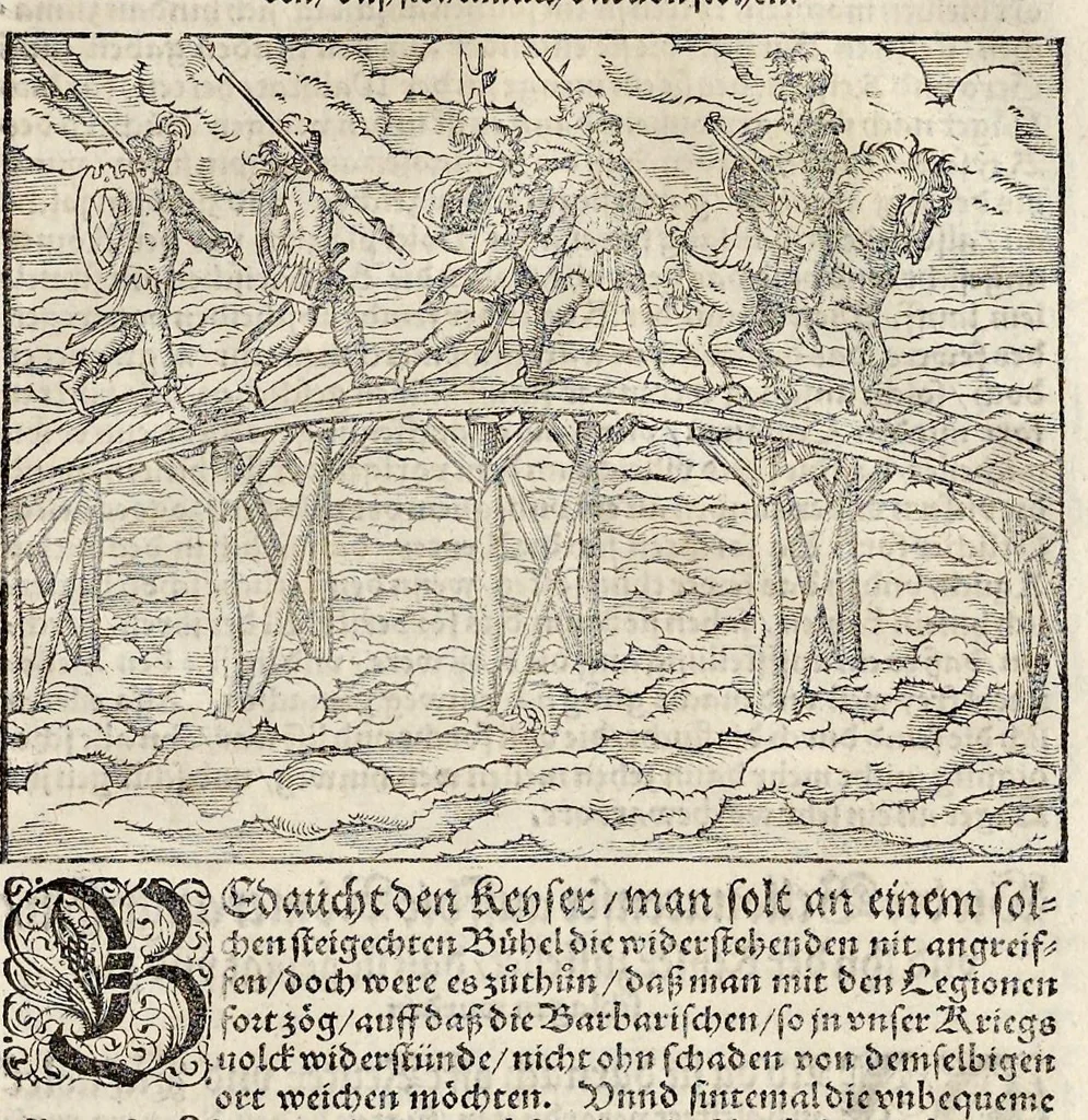 An illustration from C. Julij des Ersten Rö. Keysers, Warhafftige Beschreibunge aller namhafften fürtrefflichen Kriege ... sampt den Büchern Auli Hircij Antopij von den Schlachten, die wolgedachter Julius zu Alexandria, item in Africa vnd wider die Spanier gethan hat, 1565, leaf 304