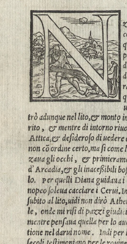An illustration from Della geneologia de gli dei di m. Giovanni Boccaccio libri qvindeci : ne' quali si tratta dell'origine, & discendenza di tutti gli dei de' gentili : con la spositione, & sensi allegorici delle fauole & con la dichiaratione dell'historie appartenenti a detta materia, 1564, leaf 207