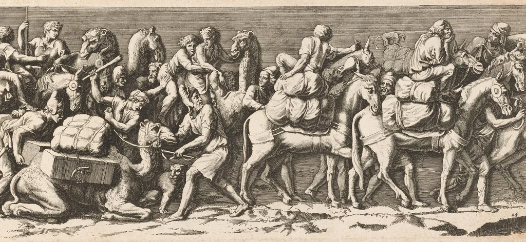 An illustration from L'entrée de l'empereur Sigismond a Mantoue : gravé en vingt cinq feuilles d'après une longue frise exécutée en stuc dans le Palais du T. de la même ville sur un dessin de Jules Romain, 1675, leaf 52