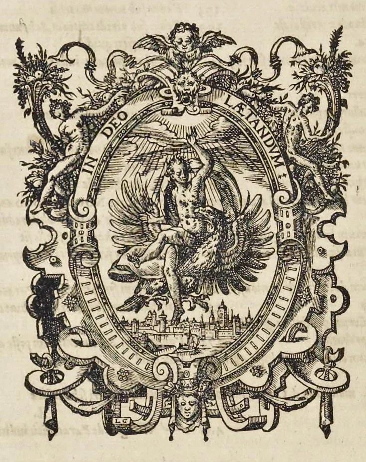 An illustration from Appendix necessaria Syntagmatis arcanorum chymicorum Andreae Libavii ... : in qva praeter arcanorvm nonnvllorum expositionem & illustrationem, quorundam item medicorum hermeticorum & mysticorum descriptionem, continentur defensiones geminae, primum eorum quae ab Henningo Schevnemano & iuniore Gramano sunt impugnata, postea quae in transmutatoria metallorum à Nicolao Gviberto ... sunt attentata ..., 1615, leaf 305