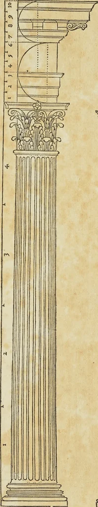 An illustration from Reigle generalle d'architectvre des cinq manieres de colonnes : à sçauoir, tuscane, dorique, ionique, corinthe, & cõposite : & enrichi de plusieurs autres, à exemple de l'antique, 1568, leaf 10