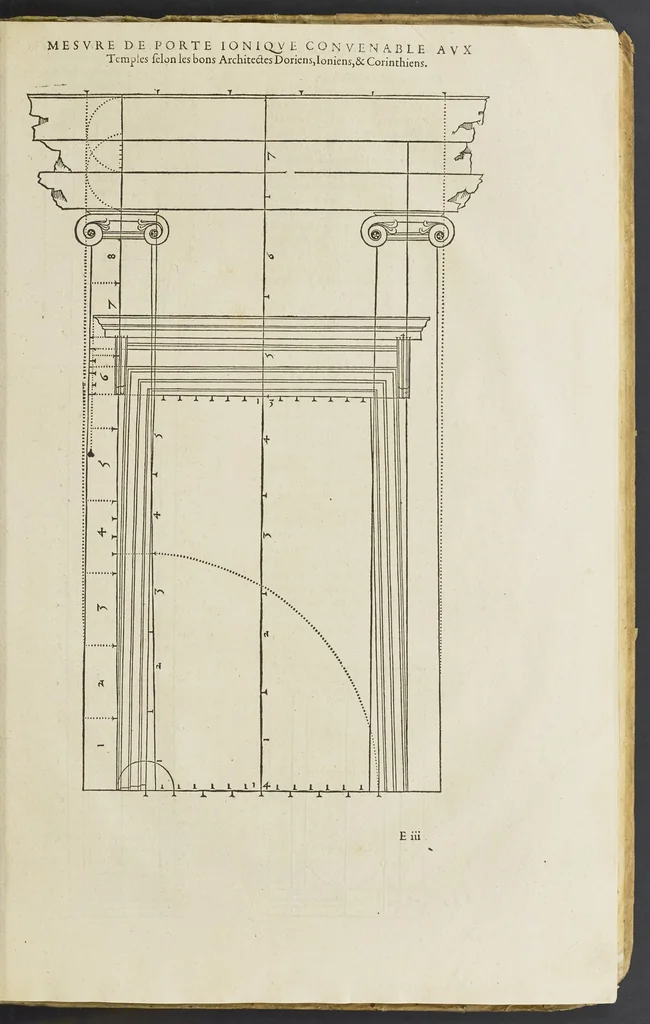 An illustration from Reigle generalle d'architectvre des cinq manieres de colonnes : à sçauoir, tuscane, dorique, ionique, corinthe, & cõposite : & enrichi de plusieurs autres, à exemple de l'antique, 1568, leaf 40