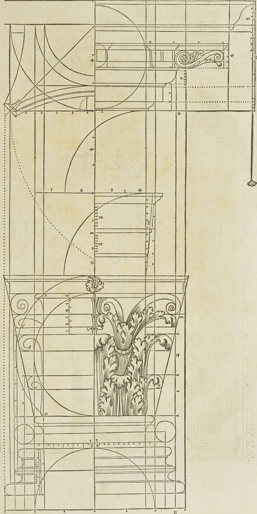 An illustration from Reigle generalle d'architectvre des cinq manieres de colonnes : à sçauoir, tuscane, dorique, ionique, corinthe, & cõposite : & enrichi de plusieurs autres, à exemple de l'antique, 1568, leaf 44