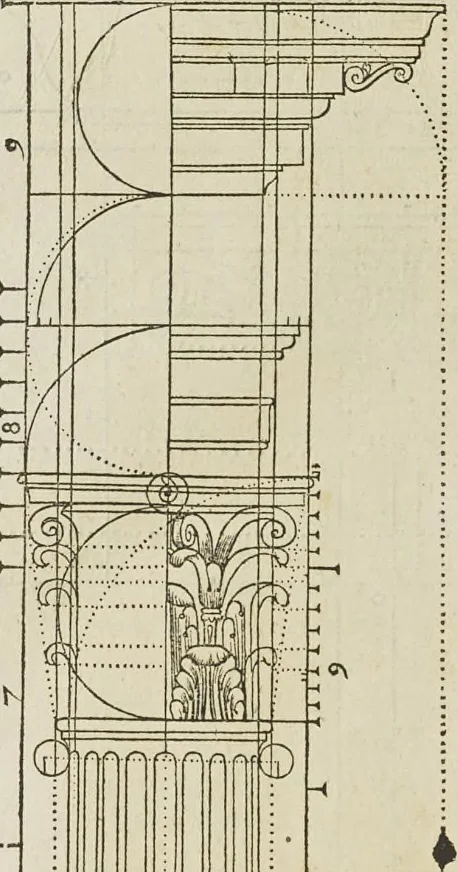 An illustration from Reigle generalle d'architectvre des cinq manieres de colonnes : à sçauoir, tuscane, dorique, ionique, corinthe, & cõposite : & enrichi de plusieurs autres, à exemple de l'antique, 1568, leaf 45