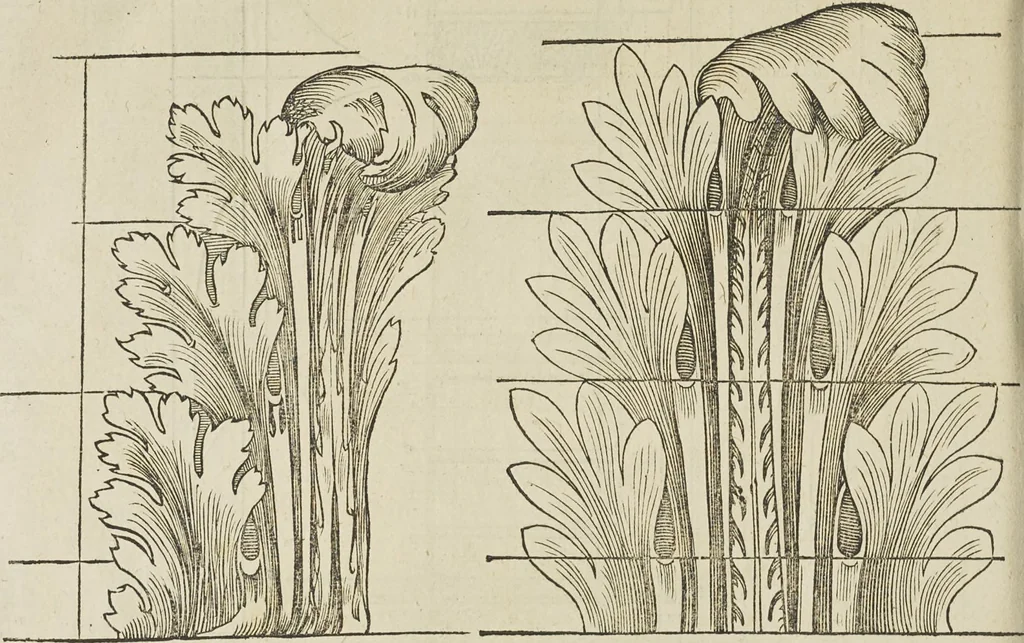 An illustration from Reigle generalle d'architectvre des cinq manieres de colonnes : à sçauoir, tuscane, dorique, ionique, corinthe, & cõposite : & enrichi de plusieurs autres, à exemple de l'antique, 1568, leaf 47