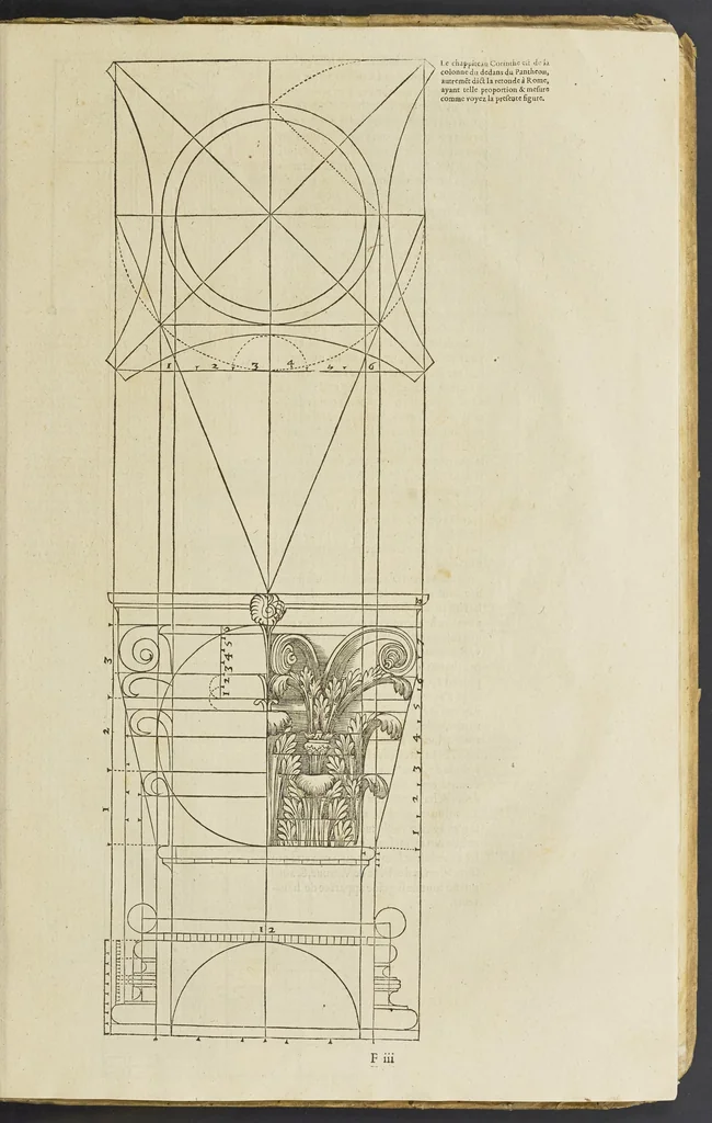 An illustration from Reigle generalle d'architectvre des cinq manieres de colonnes : à sçauoir, tuscane, dorique, ionique, corinthe, & cõposite : & enrichi de plusieurs autres, à exemple de l'antique, 1568, leaf 48