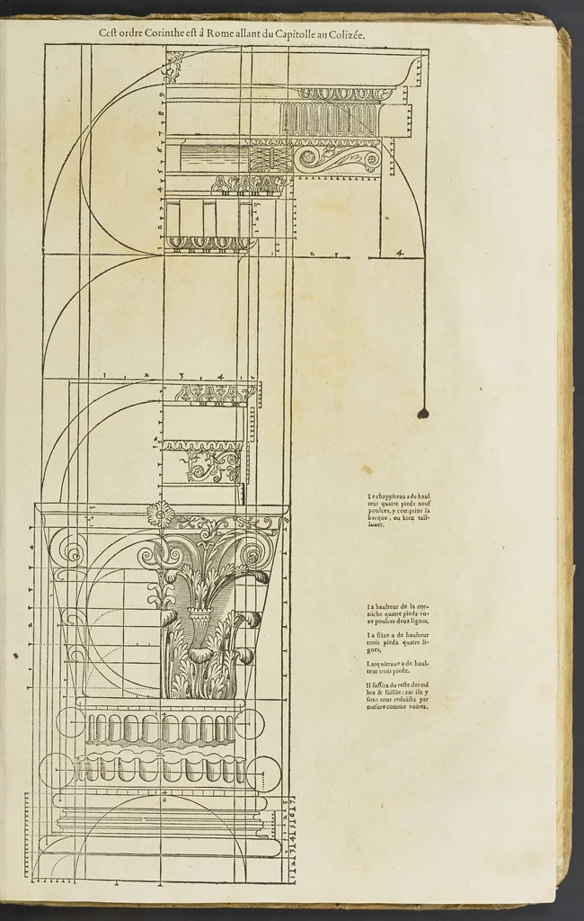 An illustration from Reigle generalle d'architectvre des cinq manieres de colonnes : à sçauoir, tuscane, dorique, ionique, corinthe, & cõposite : & enrichi de plusieurs autres, à exemple de l'antique, 1568, leaf 50