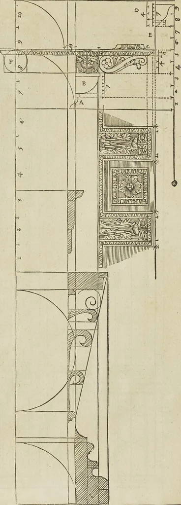 An illustration from Reigle generalle d'architectvre des cinq manieres de colonnes : à sçauoir, tuscane, dorique, ionique, corinthe, & cõposite : & enrichi de plusieurs autres, à exemple de l'antique, 1568, leaf 53