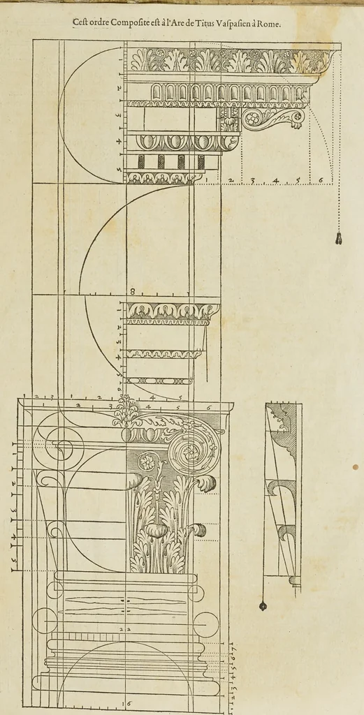 An illustration from Reigle generalle d'architectvre des cinq manieres de colonnes : à sçauoir, tuscane, dorique, ionique, corinthe, & cõposite : & enrichi de plusieurs autres, à exemple de l'antique, 1568, leaf 58