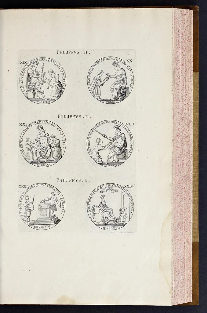 An illustration from Explication ov description sommaire des medailles contenvës en l'oevvre de la France metalliqve ..., 1636, leaf 448