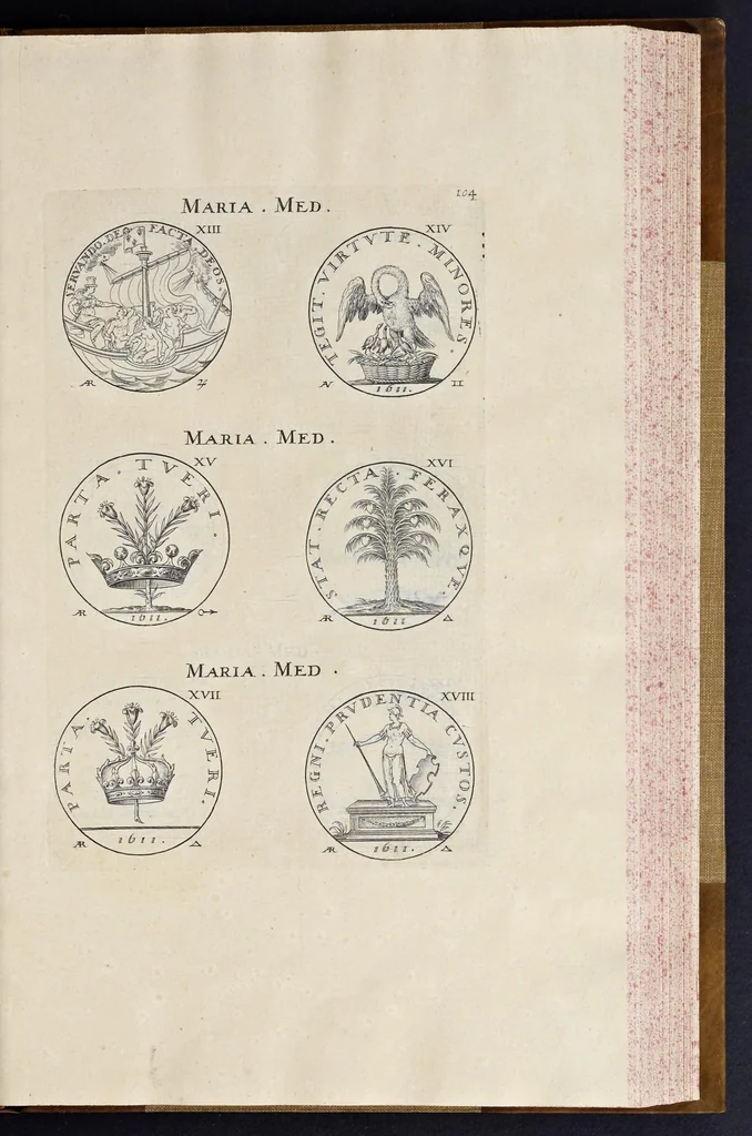 An illustration from Explication ov description sommaire des medailles contenvës en l'oevvre de la France metalliqve ..., 1636, leaf 614