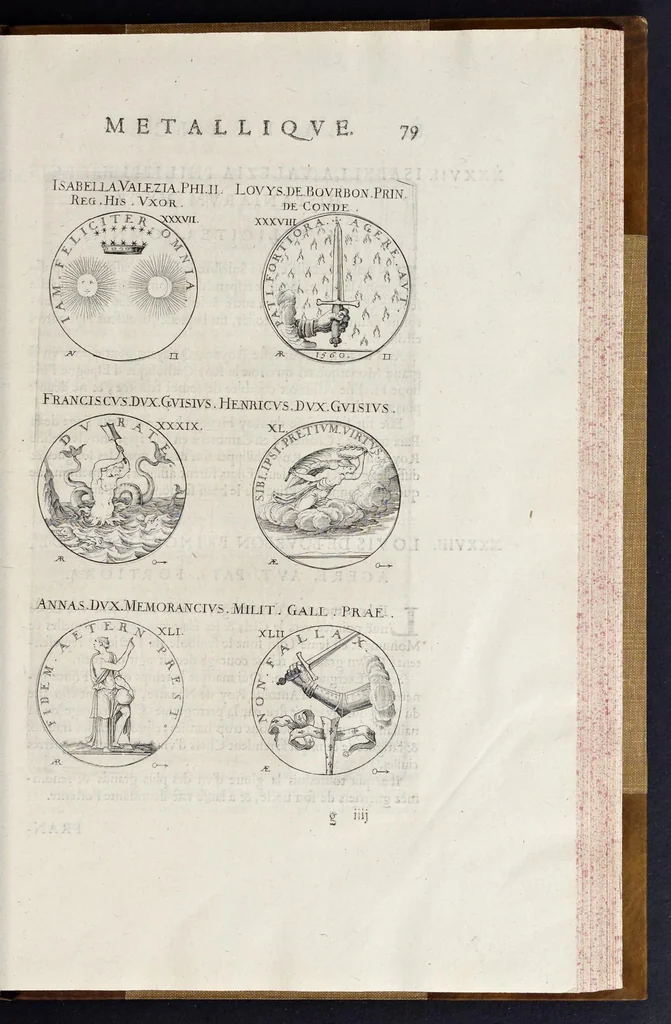 An illustration from Les familles de la France illvstrées par les monvmens des medailles anciennes et modernes : tirées des plus rares & curieux cabinets du royaume, sur les metaux d'or, d'argent & de bronze ..., 1636, leaf 118