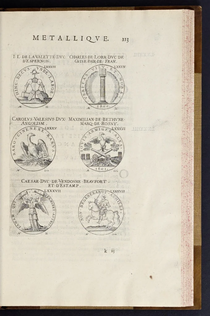 An illustration from Les familles de la France illvstrées par les monvmens des medailles anciennes et modernes : tirées des plus rares & curieux cabinets du royaume, sur les metaux d'or, d'argent & de bronze ..., 1636, leaf 152