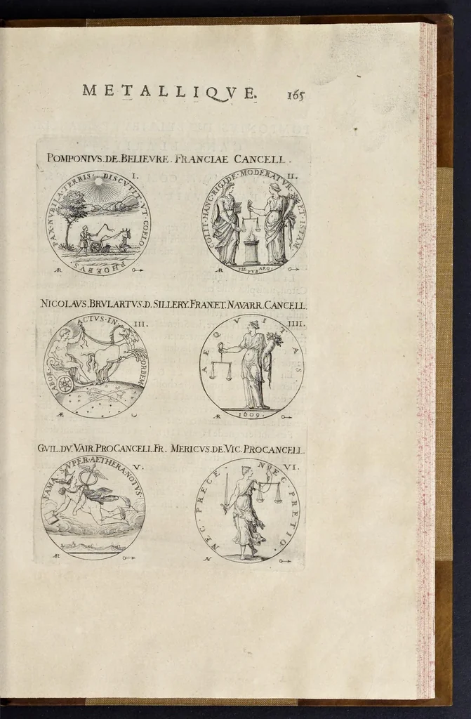 An illustration from Les familles de la France illvstrées par les monvmens des medailles anciennes et modernes : tirées des plus rares & curieux cabinets du royaume, sur les metaux d'or, d'argent & de bronze ..., 1636, leaf 204