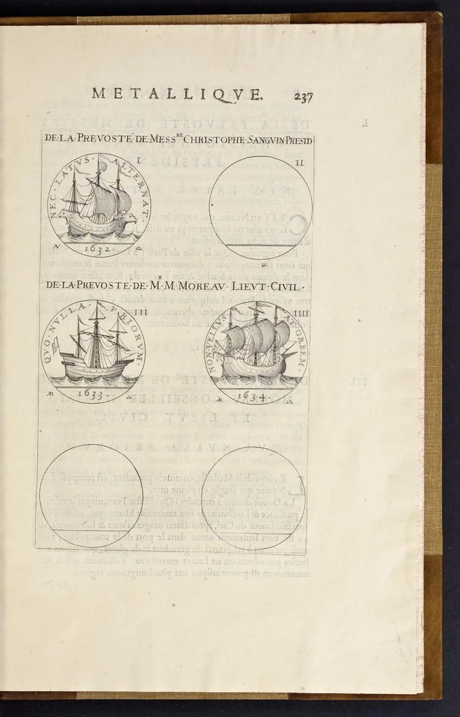 An illustration from Les familles de la France illvstrées par les monvmens des medailles anciennes et modernes : tirées des plus rares & curieux cabinets du royaume, sur les metaux d'or, d'argent & de bronze ..., 1636, leaf 276